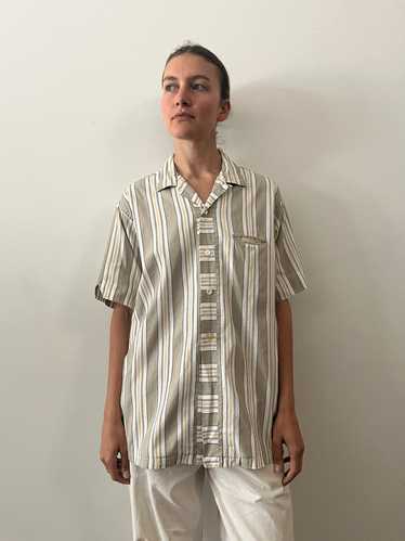 50s Beachy Striped Cotton Shirt