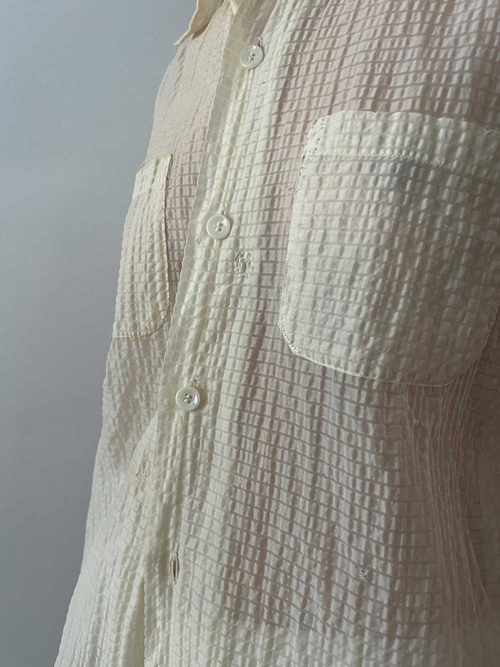 50s Pale Yellow Sheer Nylon Summer Shirt - image 5