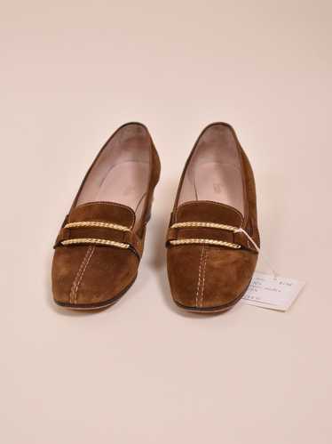 1970s Suede Heeled Loafers By Gucci, 35.5