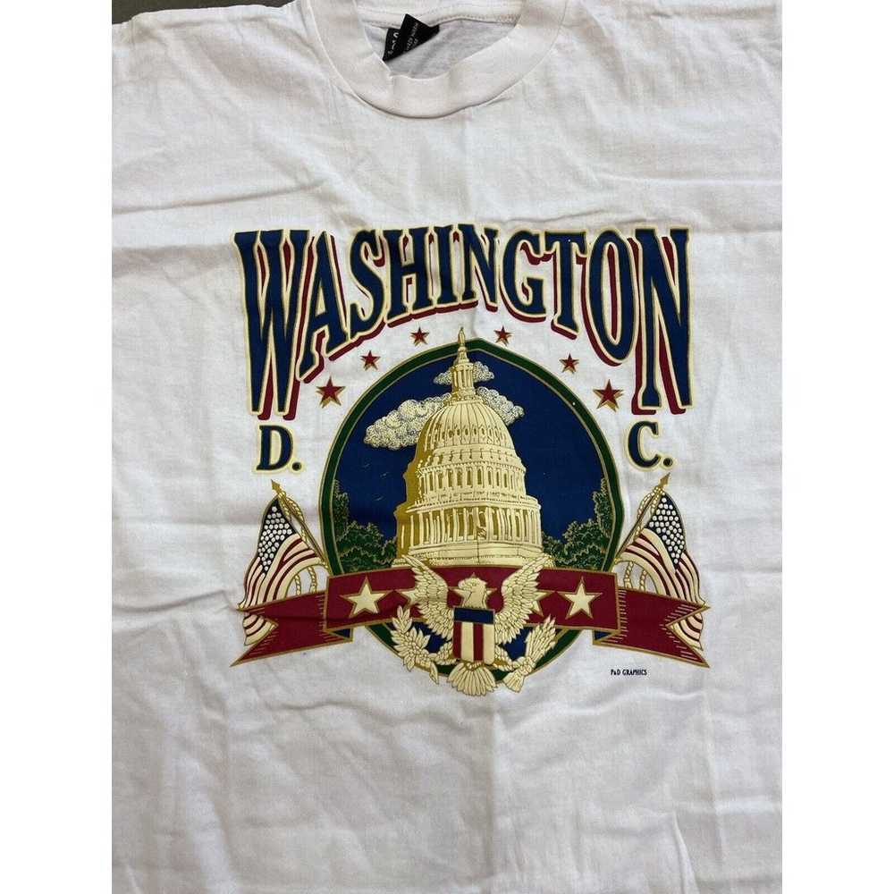 Vintage 90s Washington DC Shirt Men L White Tee U… - image 2