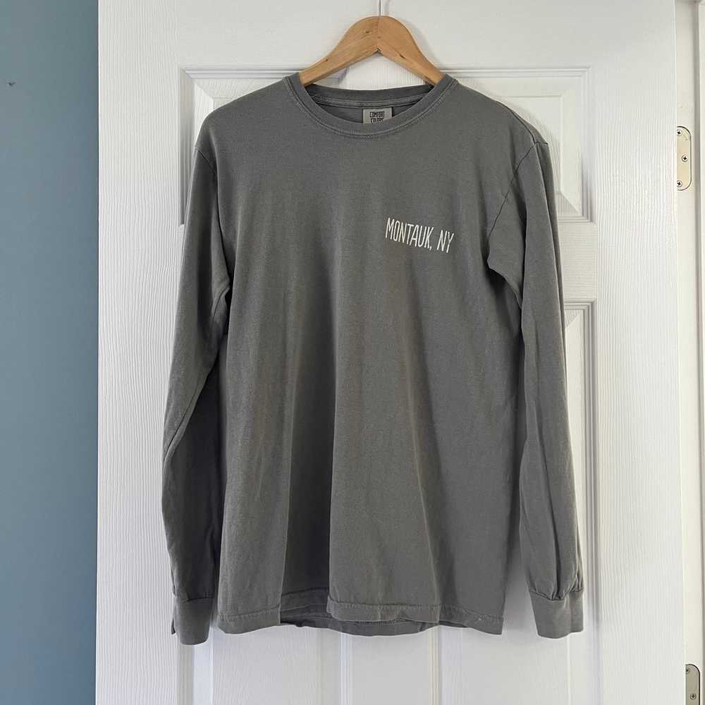 Montauk Long Sleeve Shirt Grey with Teal Bronco S… - image 3
