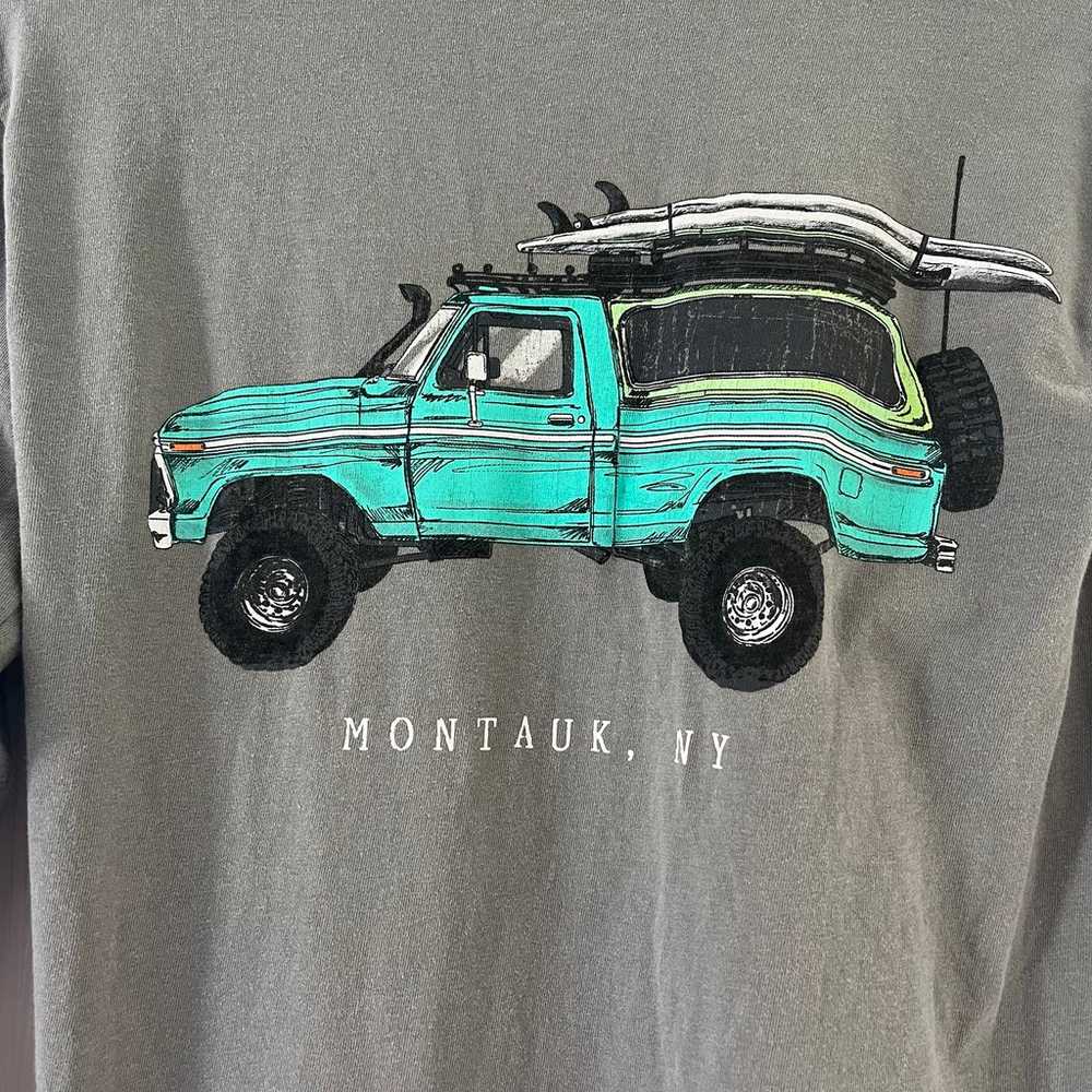 Montauk Long Sleeve Shirt Grey with Teal Bronco S… - image 4