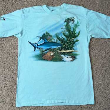 Vintage 80s Harlequin Ocean Wild Life Animal XL T… - image 1