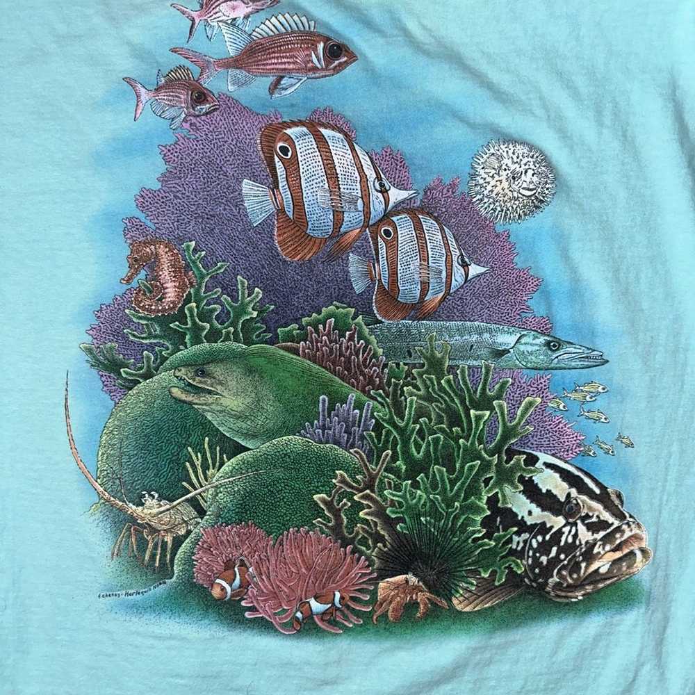 Vintage 80s Harlequin Ocean Wild Life Animal XL T… - image 5