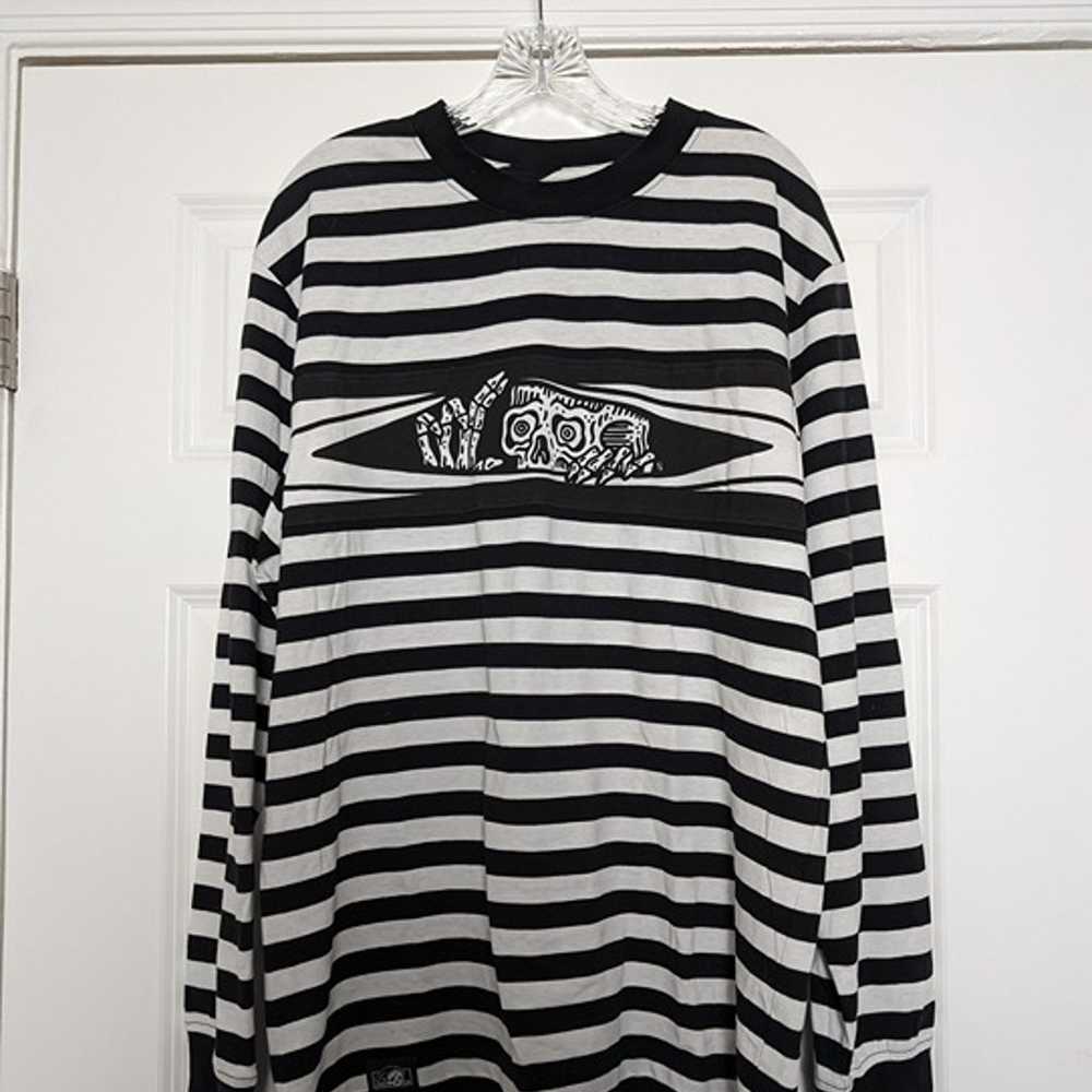 Lurking Class Long Sleeve Striped Black White T-s… - image 1