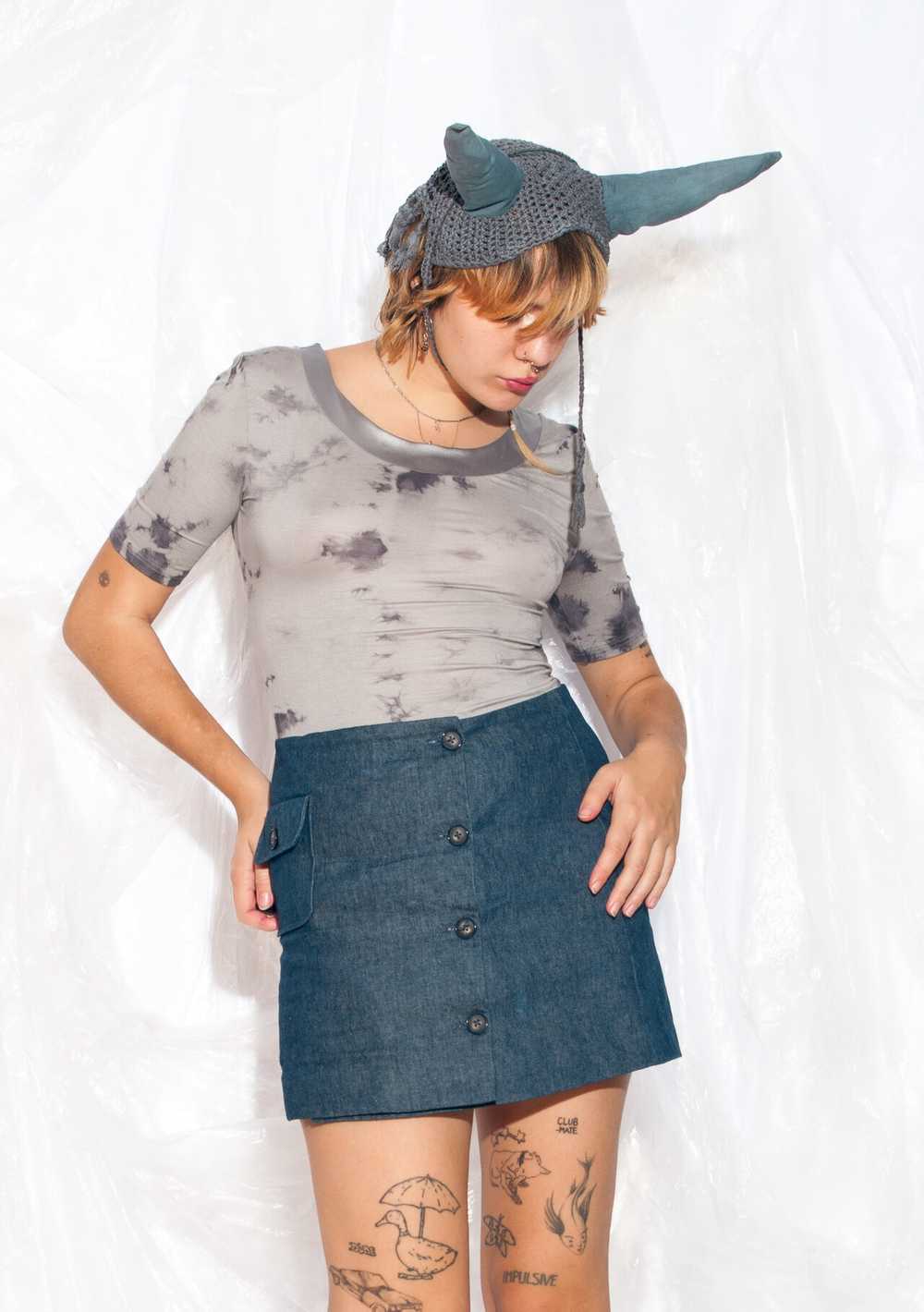 Vintage Y2K Morgan de Toi Mini Skirt in Blue Denim - image 5