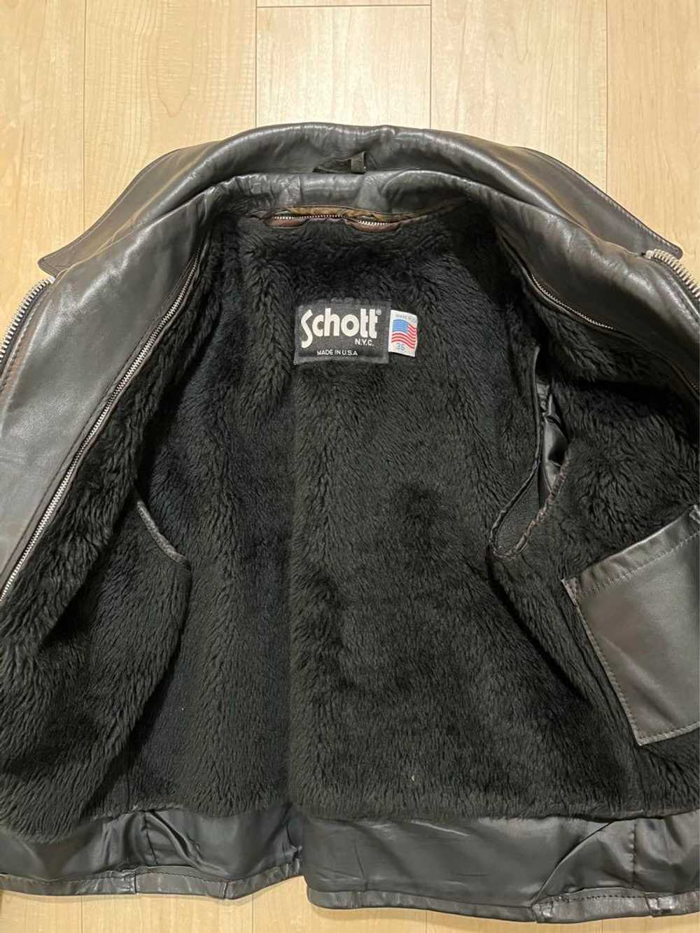 Schott 643E 36 Size Leather Jacket With Liner - image 3