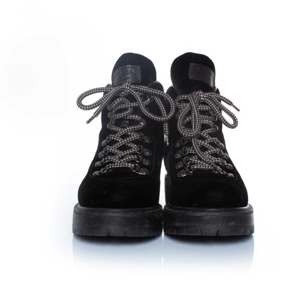 Prada Velvet lace up boots - image 5