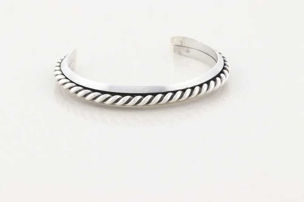 Sterling Silver Cuff Bracelet Rope Design Detaili… - image 4