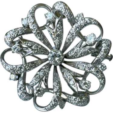 Beautiful Vintage 18K White Gold Diamond Filigree… - image 1