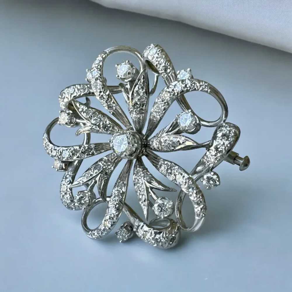 Beautiful Vintage 18K White Gold Diamond Filigree… - image 3