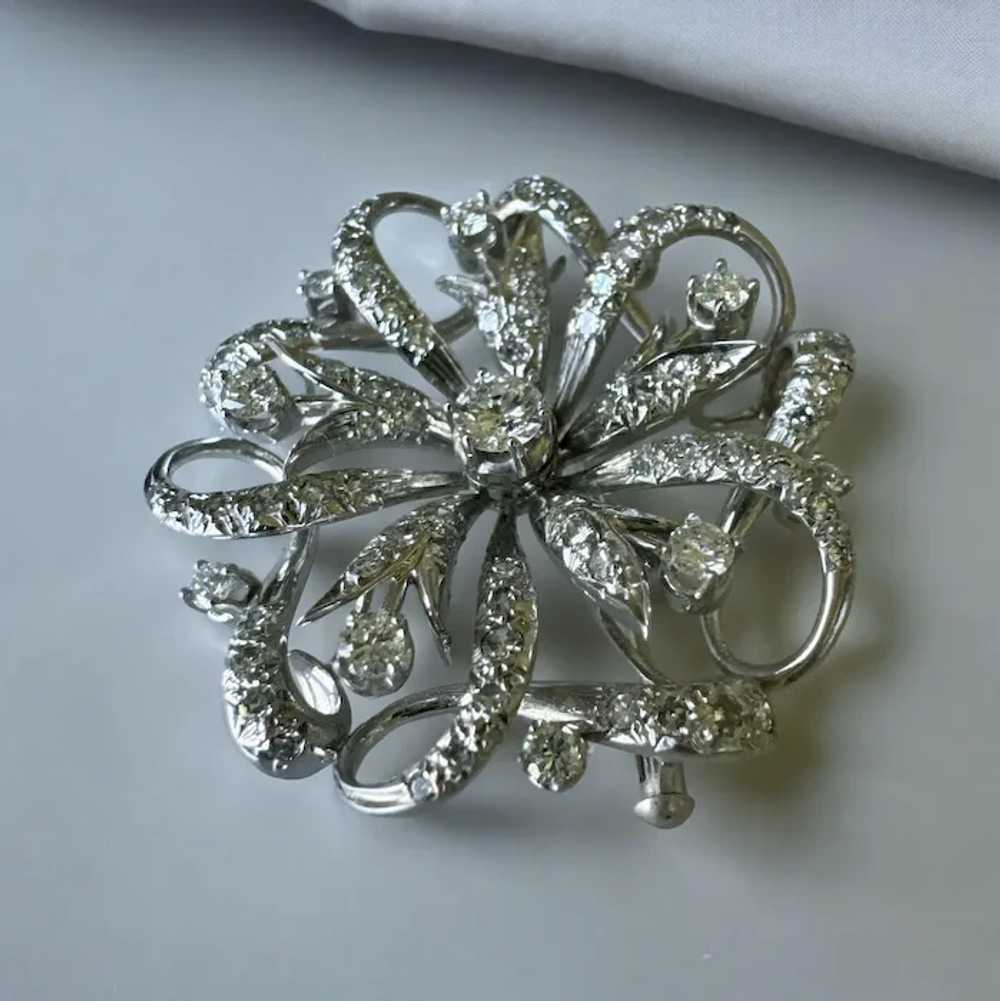 Beautiful Vintage 18K White Gold Diamond Filigree… - image 4