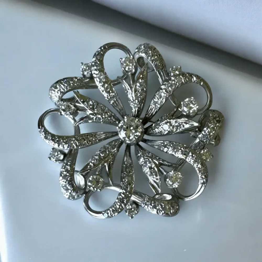 Beautiful Vintage 18K White Gold Diamond Filigree… - image 5