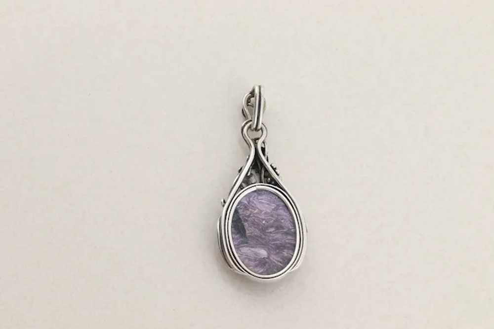 Pendant Only Large Sterling Silver Charoite Penda… - image 5