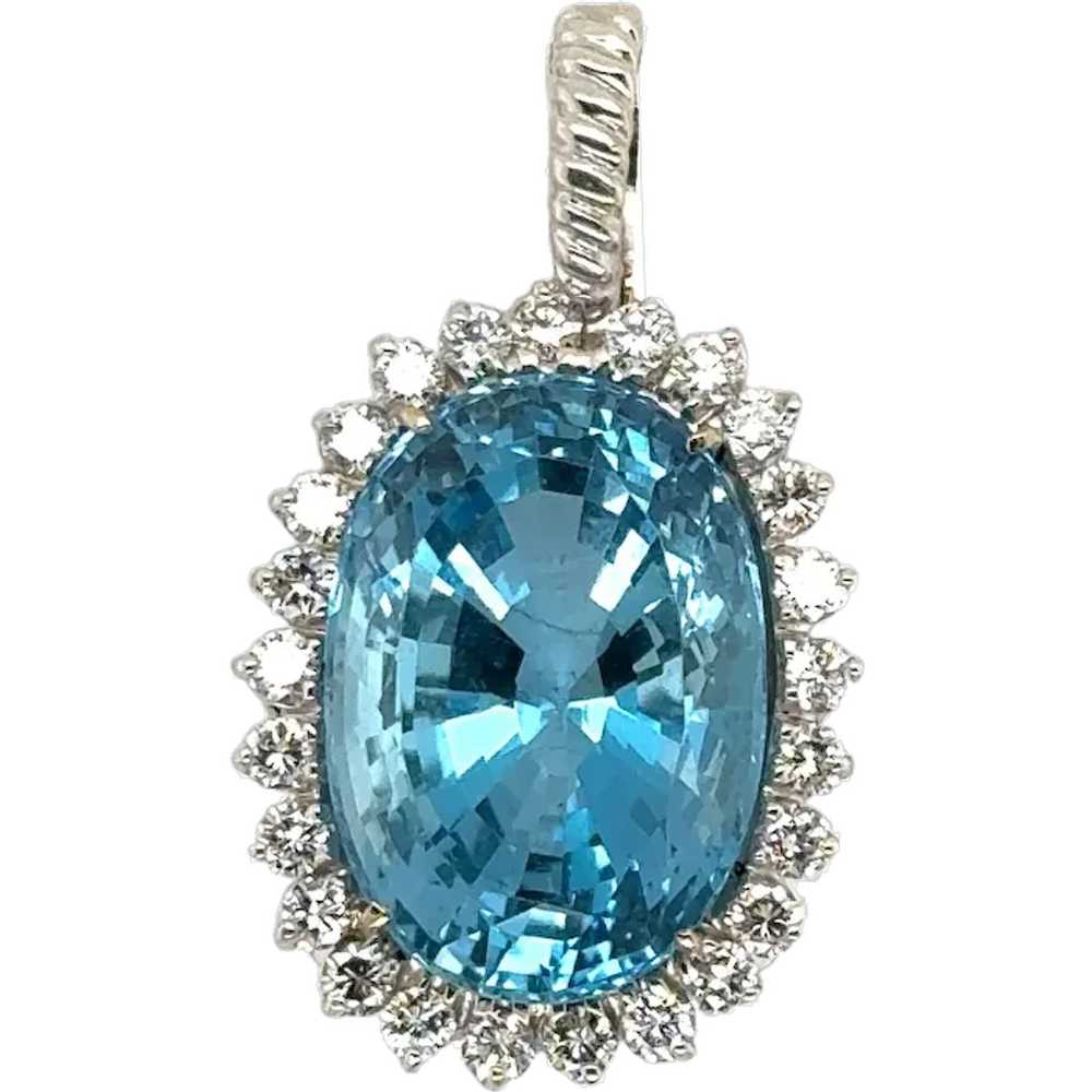 36 Carat Oval Blue Topaz Gemstone Diamond 18 Kara… - image 1