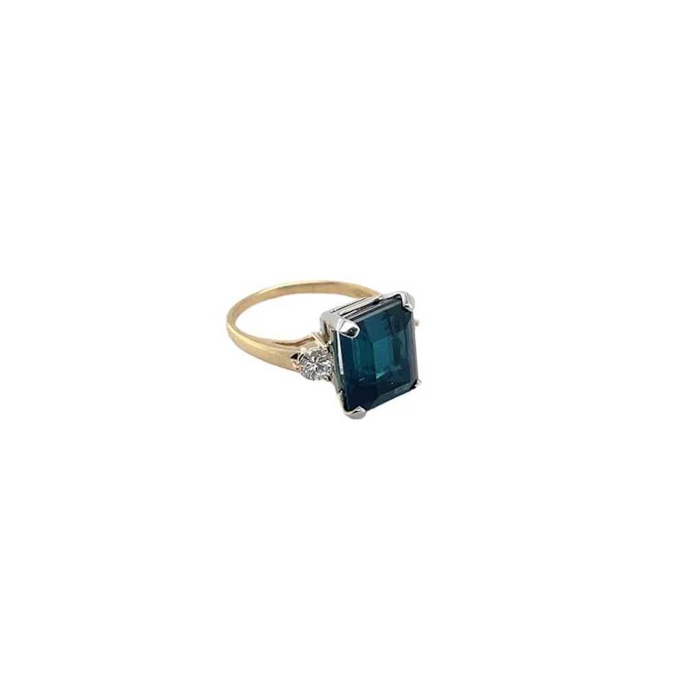 14K Yellow Gold Indicolite Tourmaline and Diamond… - image 4