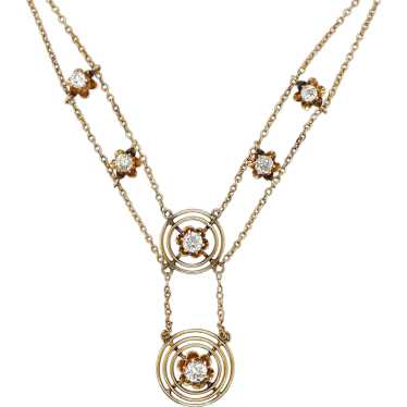 Victorian 14k Yellow Gold Diamond Necklace