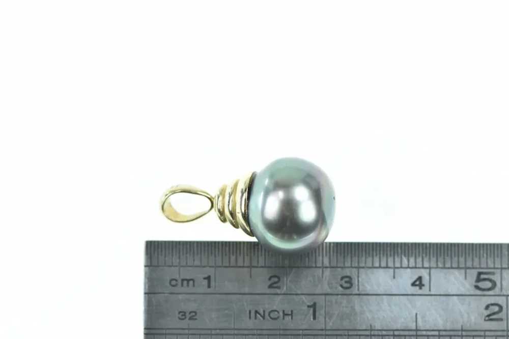 14K 13.7mm Tahitian Pearl Vintage Drop Pendant Ye… - image 4
