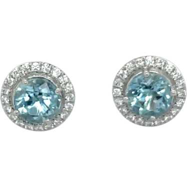 Tiffany & Co Platinum Aquamarine and Diamond Earri