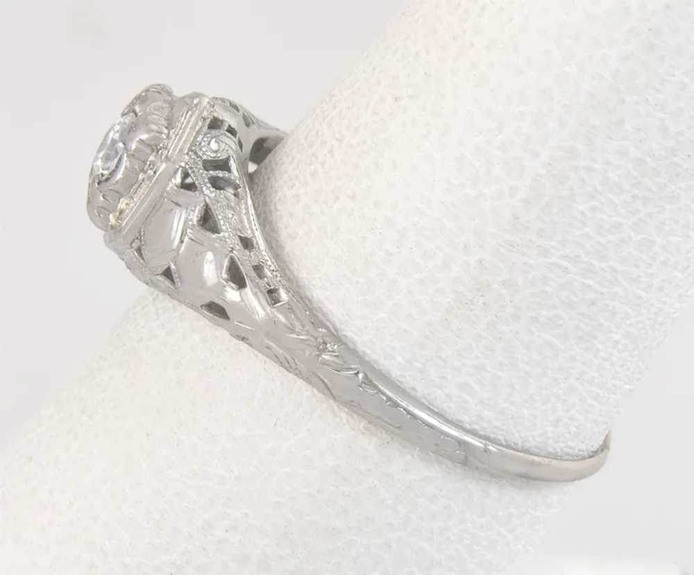 Antique .13ct Diamond 14K White Gold Art Deco Sol… - image 3