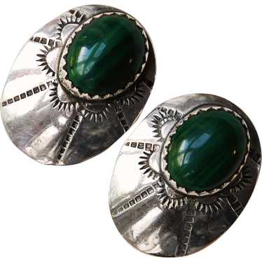 Fabulous STERLING & MALACHITE Southwestern Earring