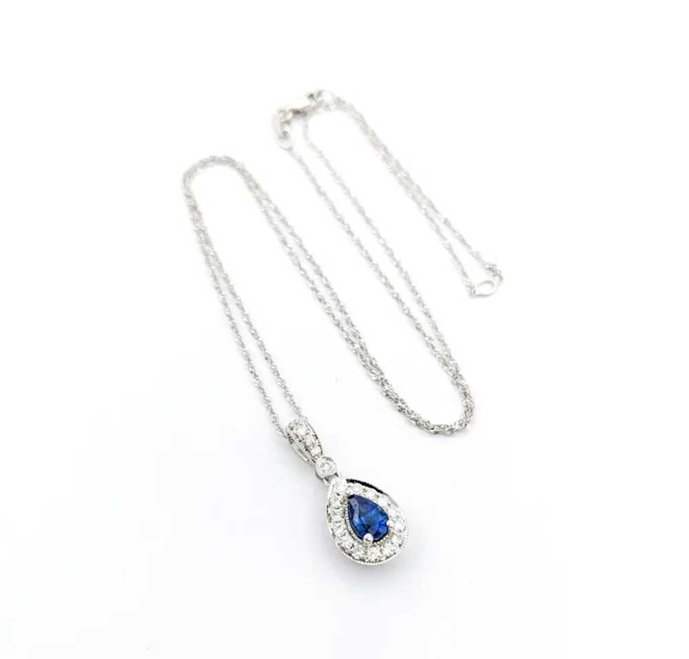 .63ct Blue sapphire & Diamond Pendant In White Go… - image 2
