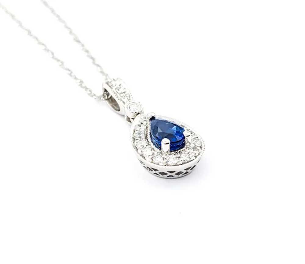 .63ct Blue sapphire & Diamond Pendant In White Go… - image 3