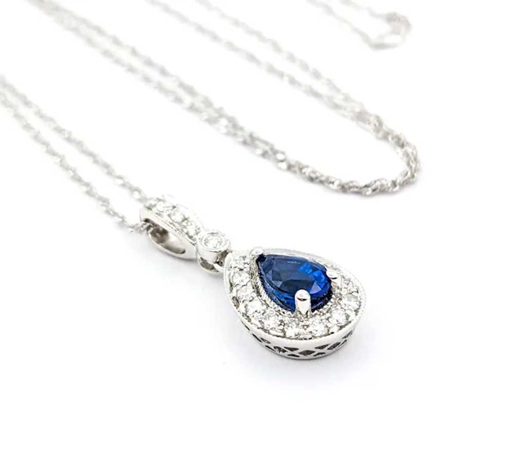 .63ct Blue sapphire & Diamond Pendant In White Go… - image 5