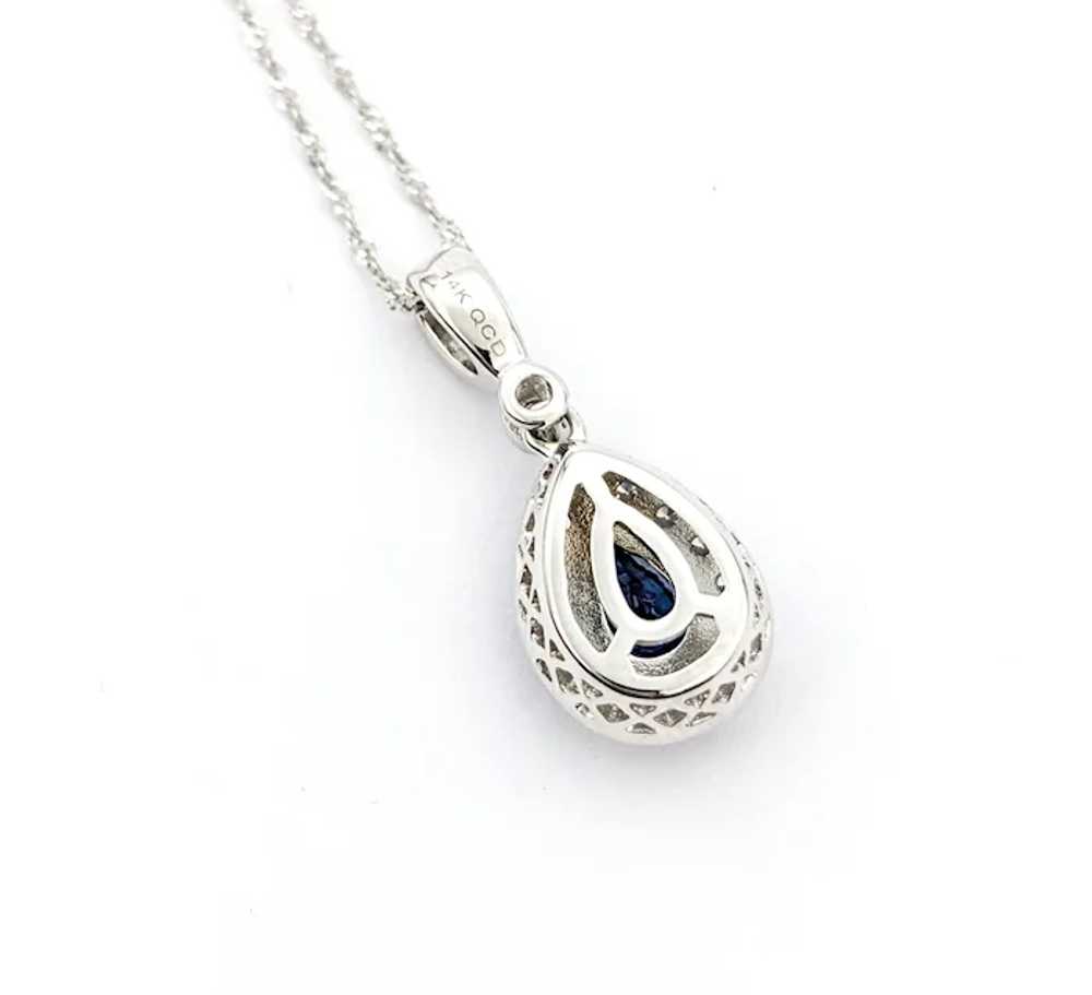 .63ct Blue sapphire & Diamond Pendant In White Go… - image 6