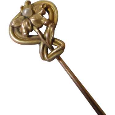 Antique Art Nouveau 10K Flower Stick Pin , Artisti