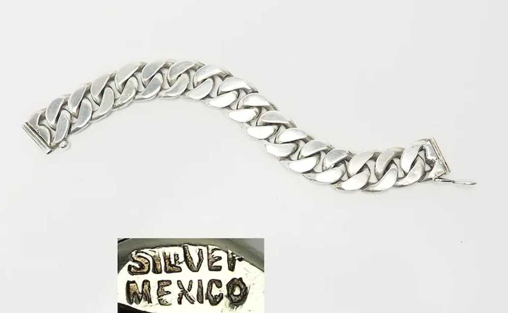 Heavy vintage silver curb chain 7" long bracelet … - image 3