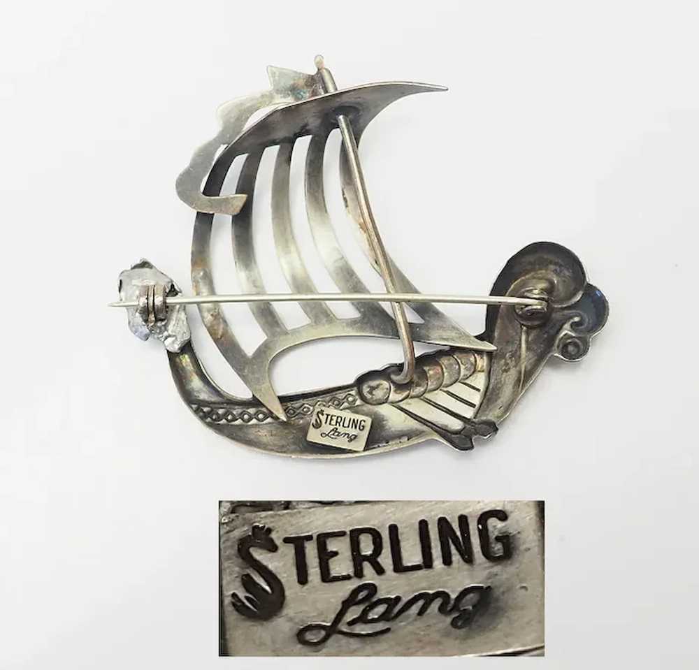 Viking ship vintage sterling silver brooch pin by… - image 3