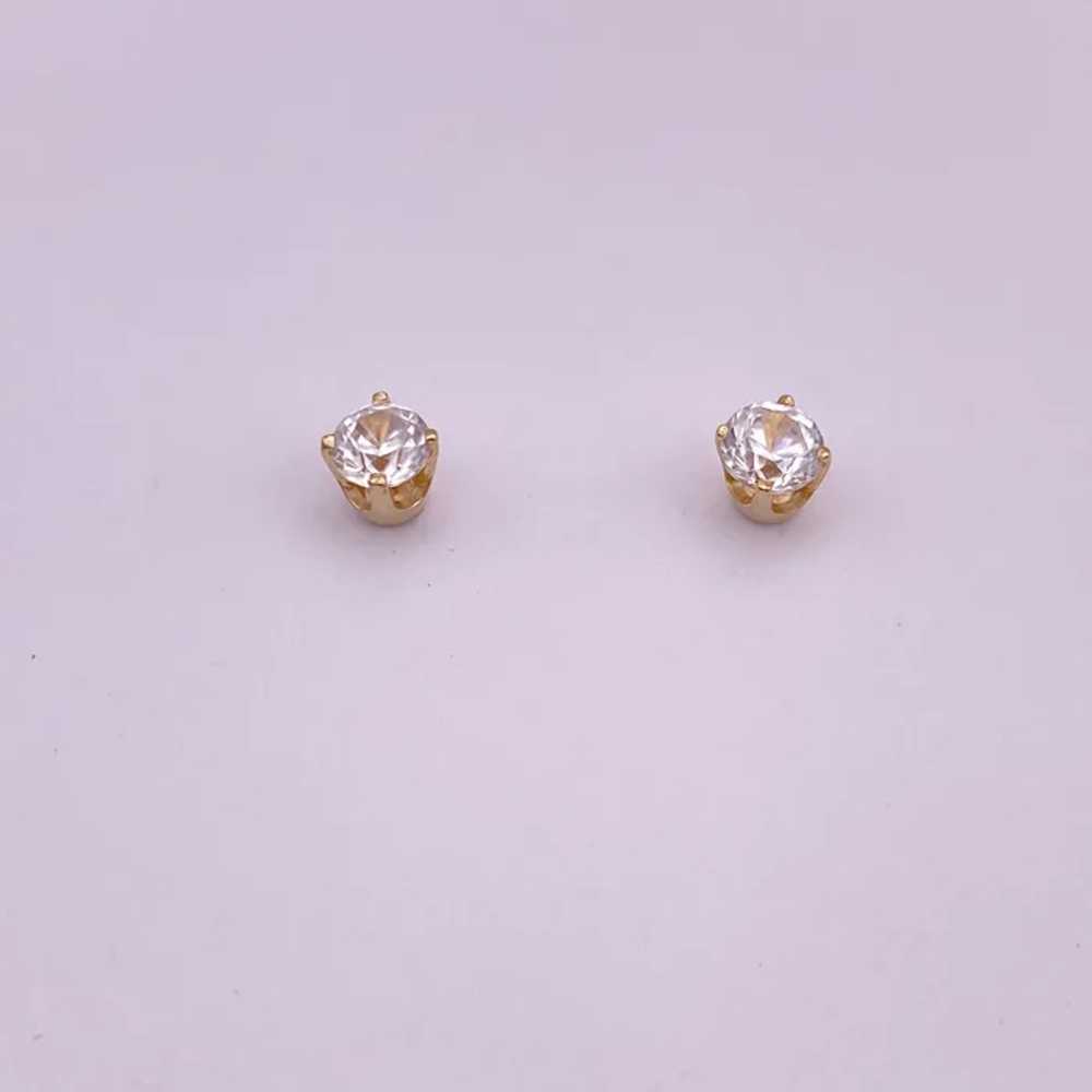 White Spinel Stud Earrings 14K Gold .56 Carat TW - image 3