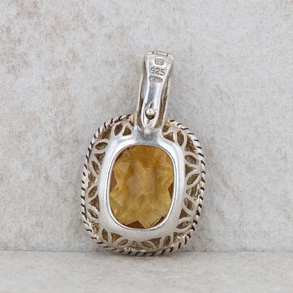 Sterling Silver Citrine and 14k Gold Faceted Cush… - image 2