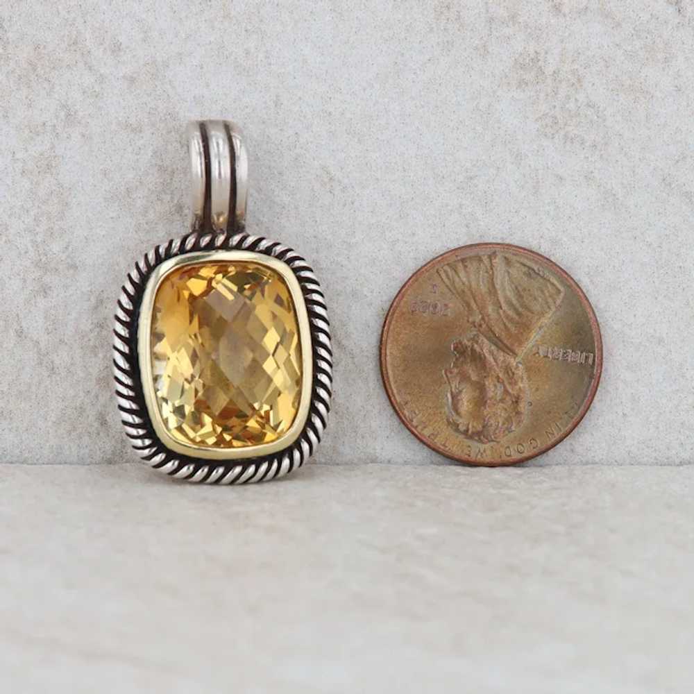 Sterling Silver Citrine and 14k Gold Faceted Cush… - image 3