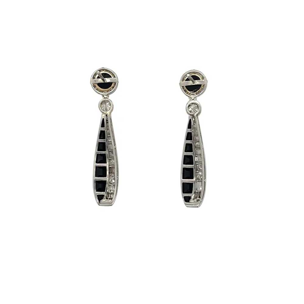 Art Deco Platinum and Onyx Earring - image 2