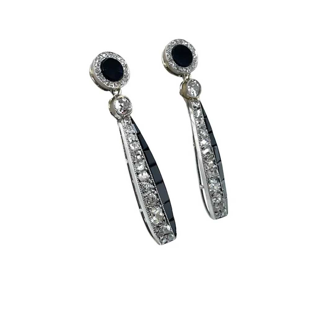 Art Deco Platinum and Onyx Earring - image 5