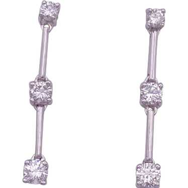Diamond Dangle Earrings 14K White Gold .64 Carat … - image 1