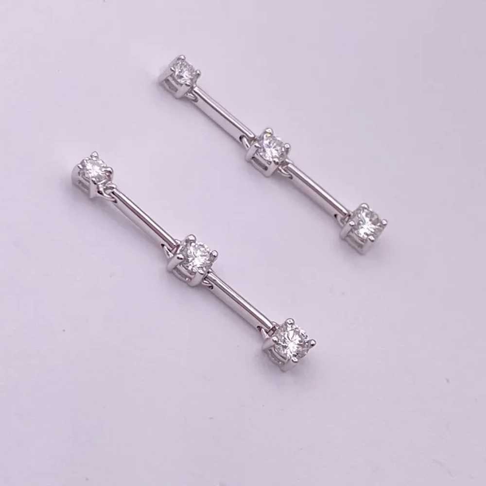 Diamond Dangle Earrings 14K White Gold .64 Carat … - image 2