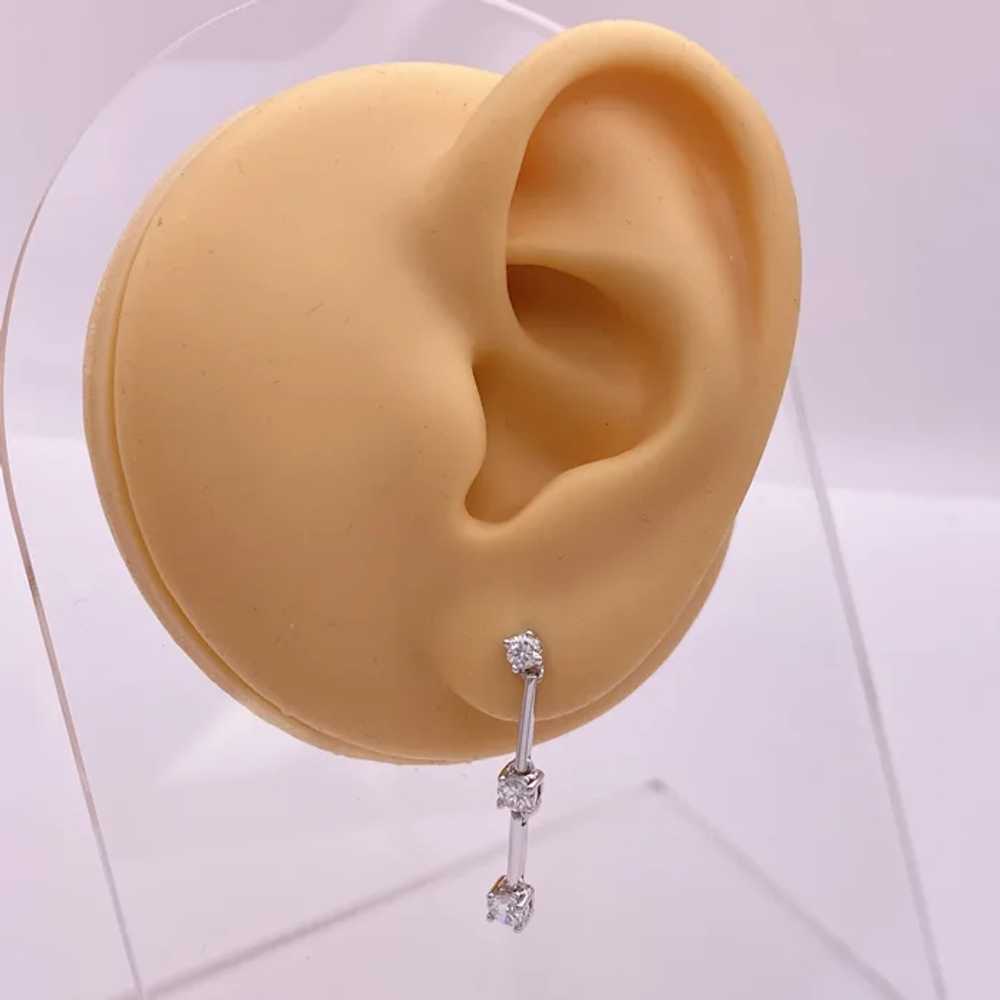 Diamond Dangle Earrings 14K White Gold .64 Carat … - image 3