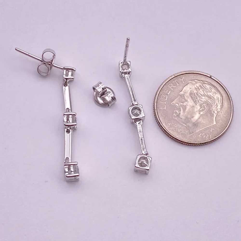 Diamond Dangle Earrings 14K White Gold .64 Carat … - image 4