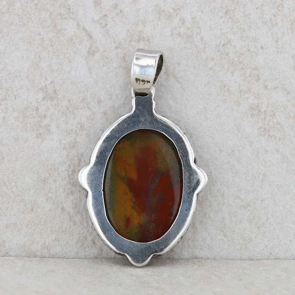 Sterling Silver Jasper Oval Filigree Pendant - image 3