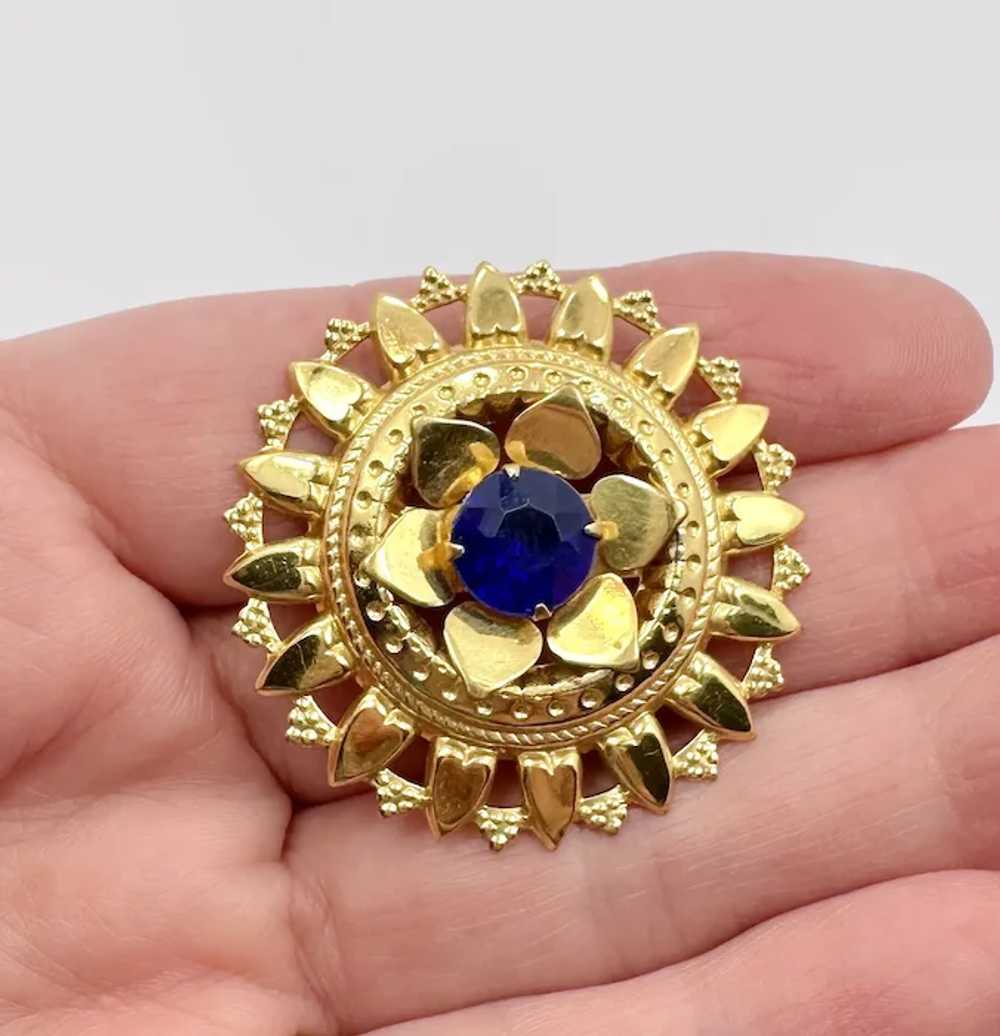 Vintage Brooch, Flower, Victorian Revival, Gold T… - image 2