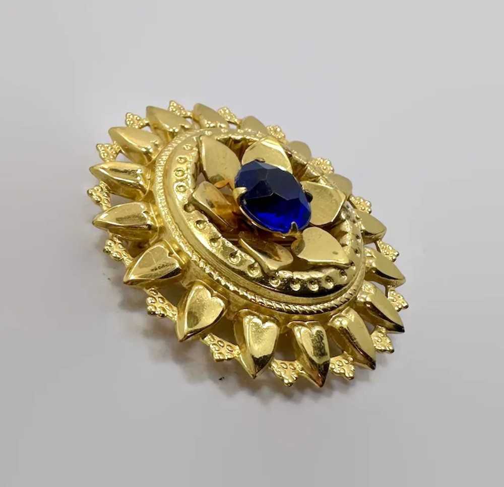 Vintage Brooch, Flower, Victorian Revival, Gold T… - image 3