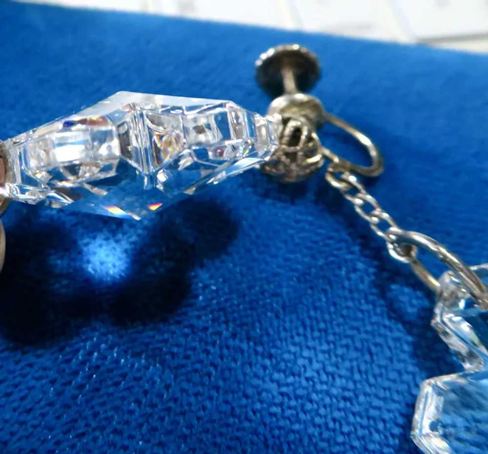 Deco Large Snowflake Sterling Earrings - image 4