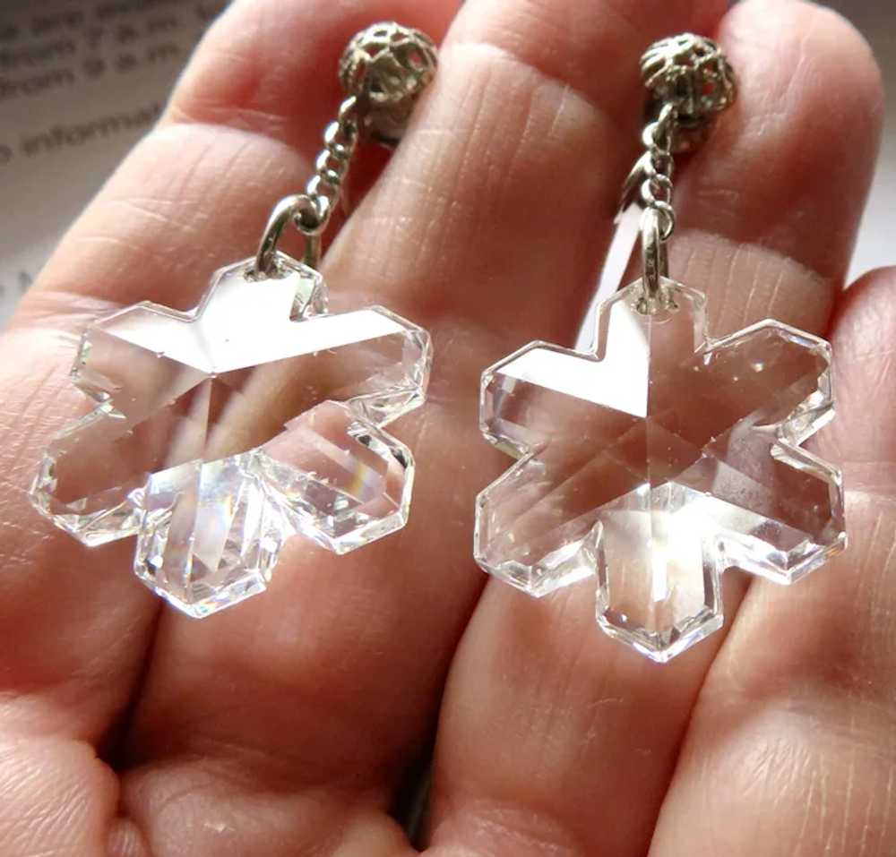 Deco Large Snowflake Sterling Earrings - image 9