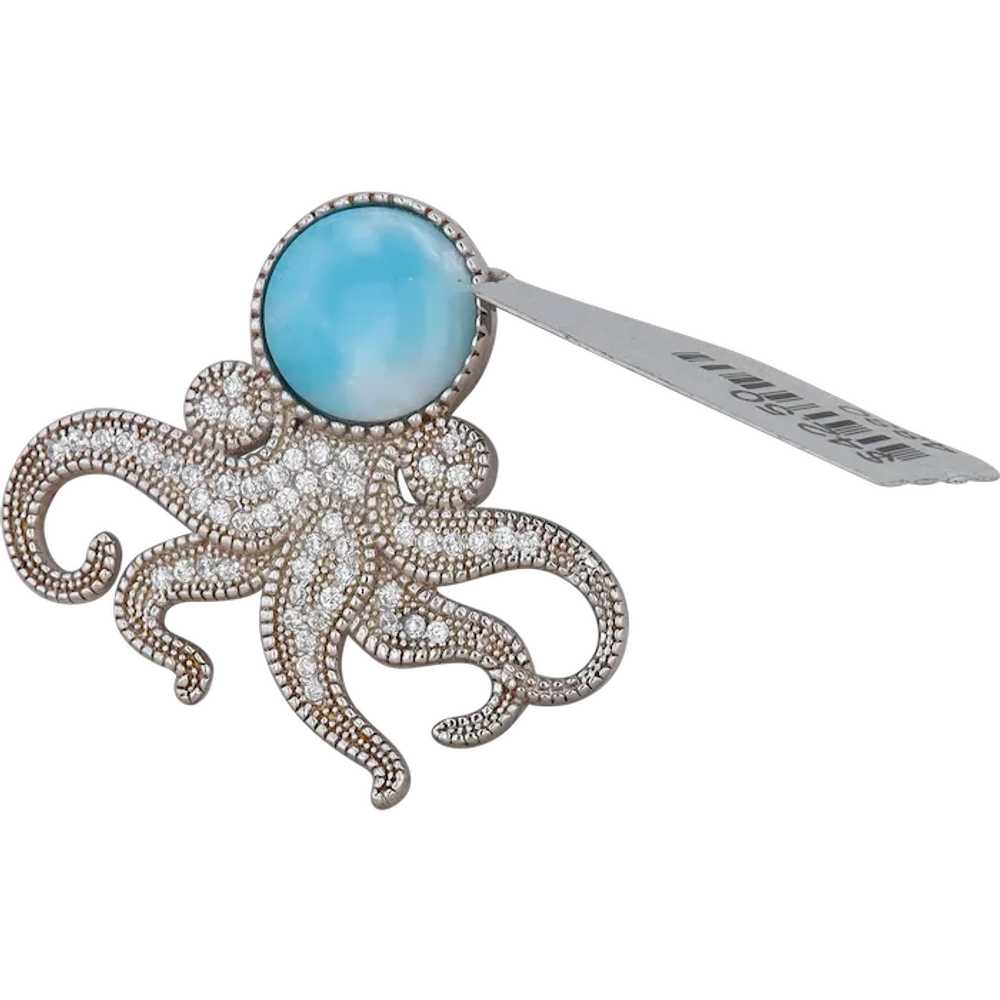 Sterling Silver Larimar and Cubic Zirconia Squid … - image 1