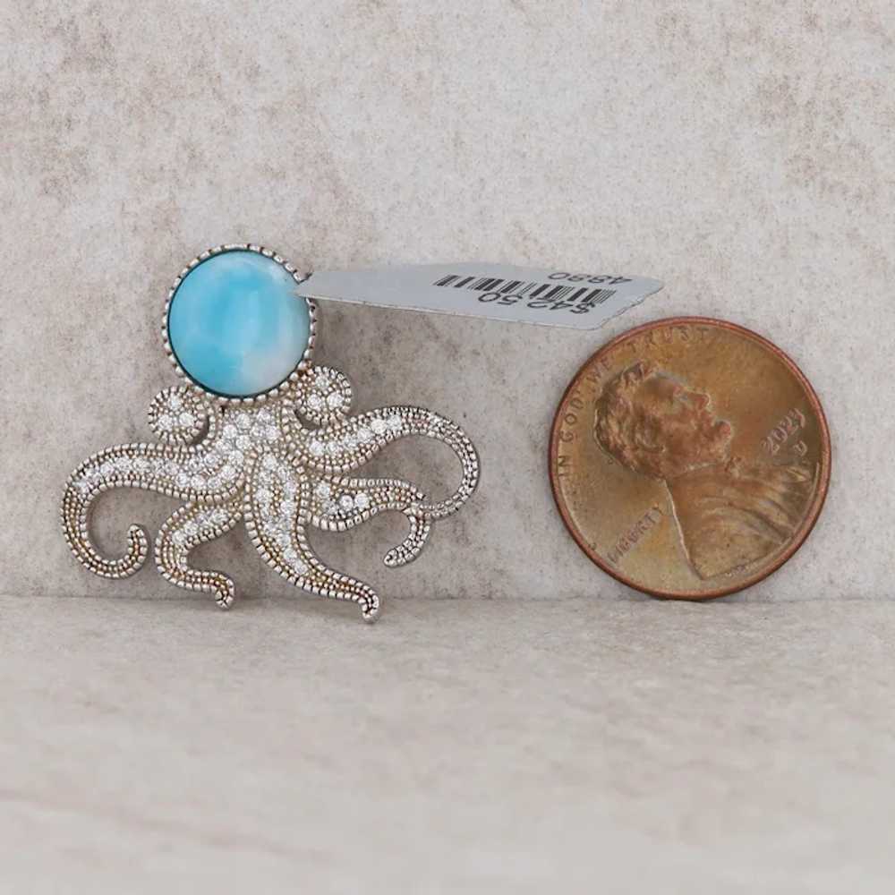 Sterling Silver Larimar and Cubic Zirconia Squid … - image 2