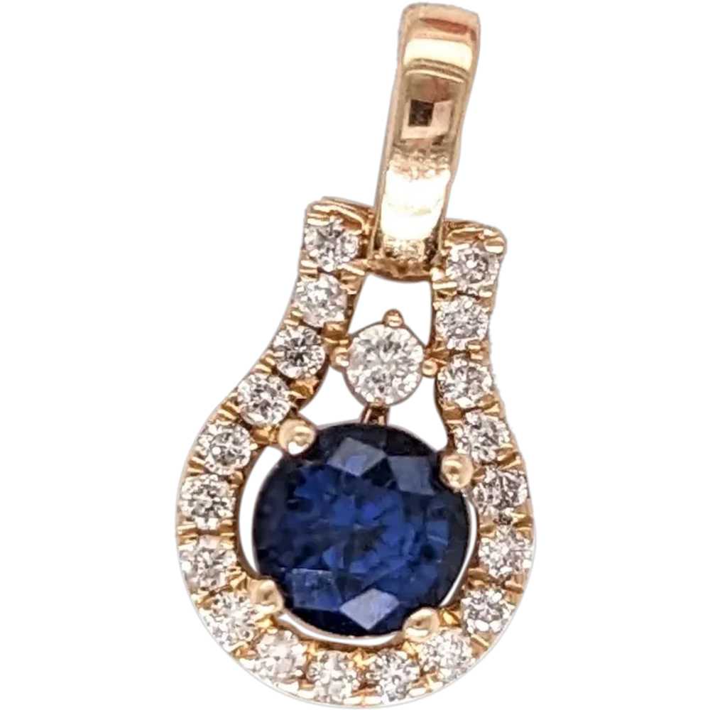 Blue Sapphire Pendant w Earth Mined Diamonds in S… - image 1