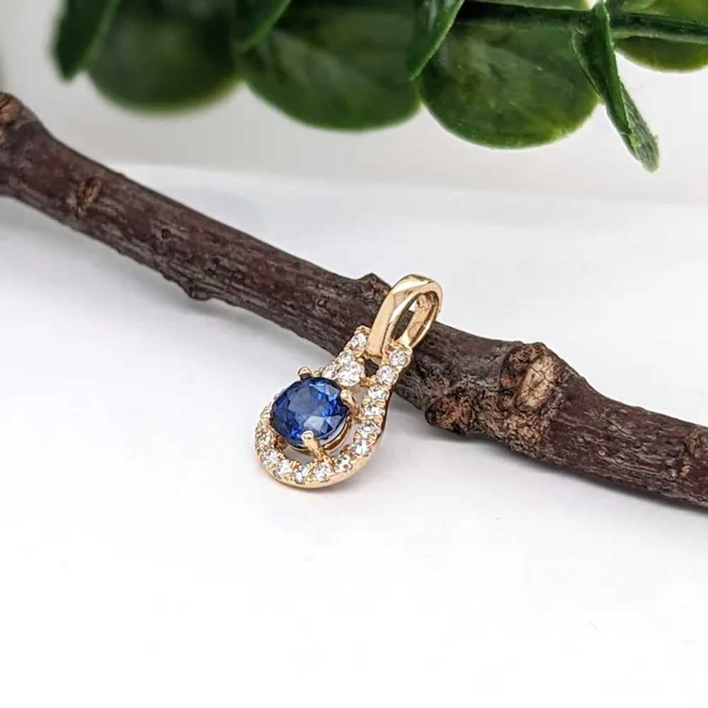 Blue Sapphire Pendant w Earth Mined Diamonds in S… - image 2
